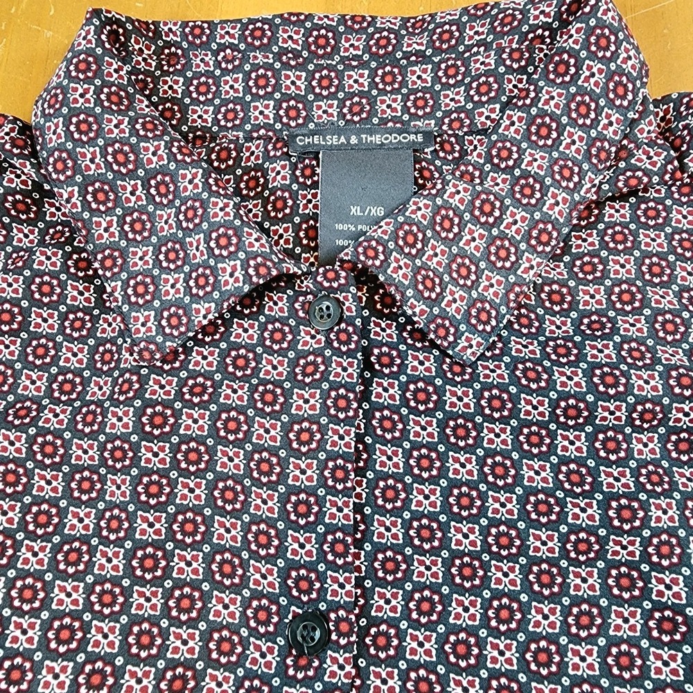 Chelsea & Theodore Blouse XL Womens Long Sleeve Burgundy Career Office Business